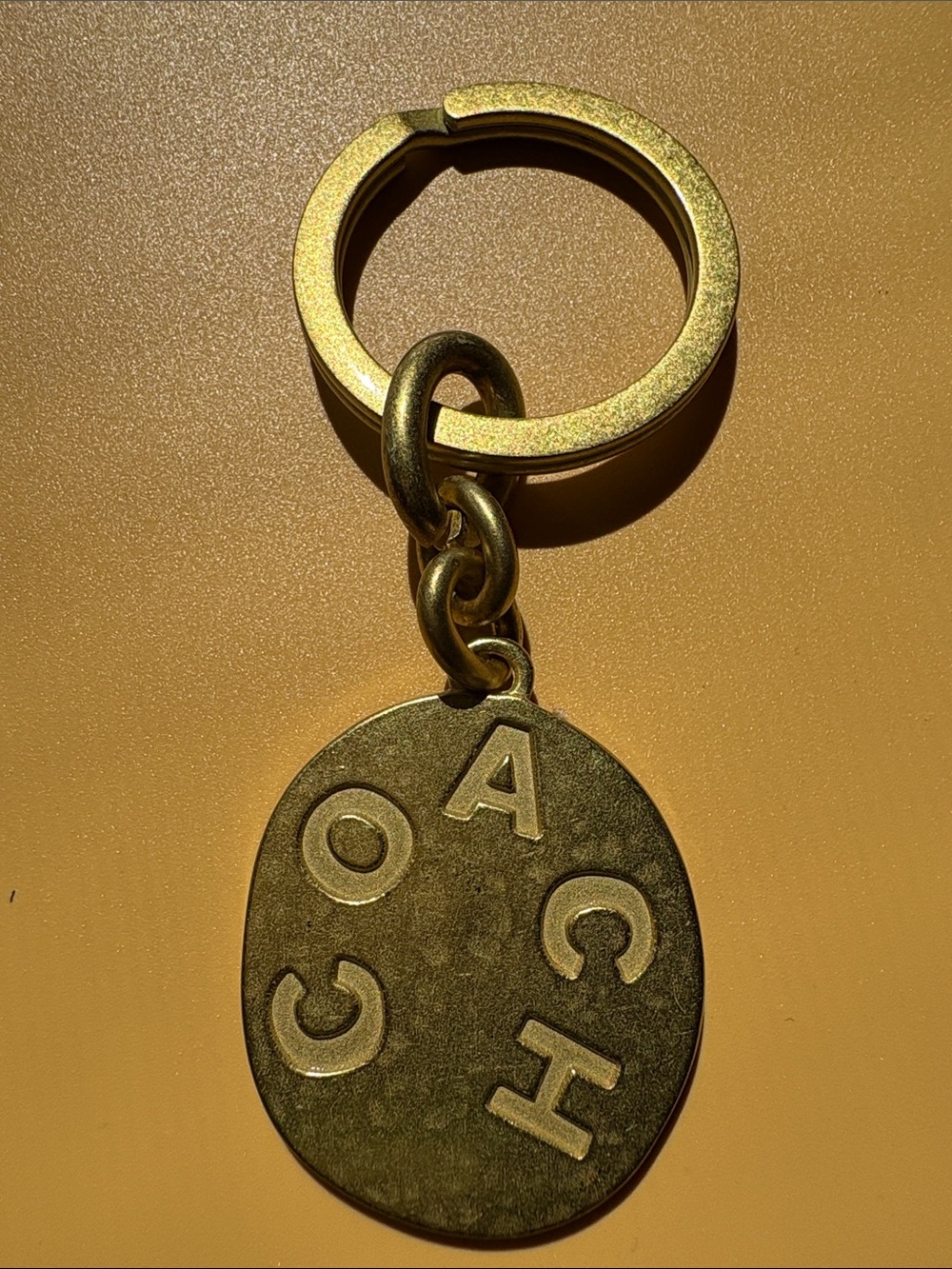 Coach Brass Coin Design Vintage Logo Keychain
